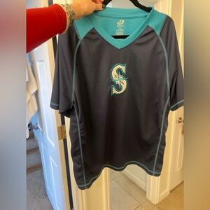 Mariners compass Navy Blue and teal v neck